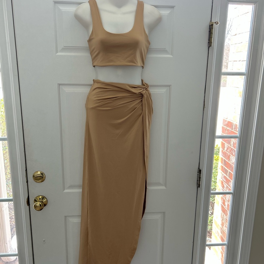Sexy 2 Piece Skirt Set High Slit Wrap Club Resort Wear